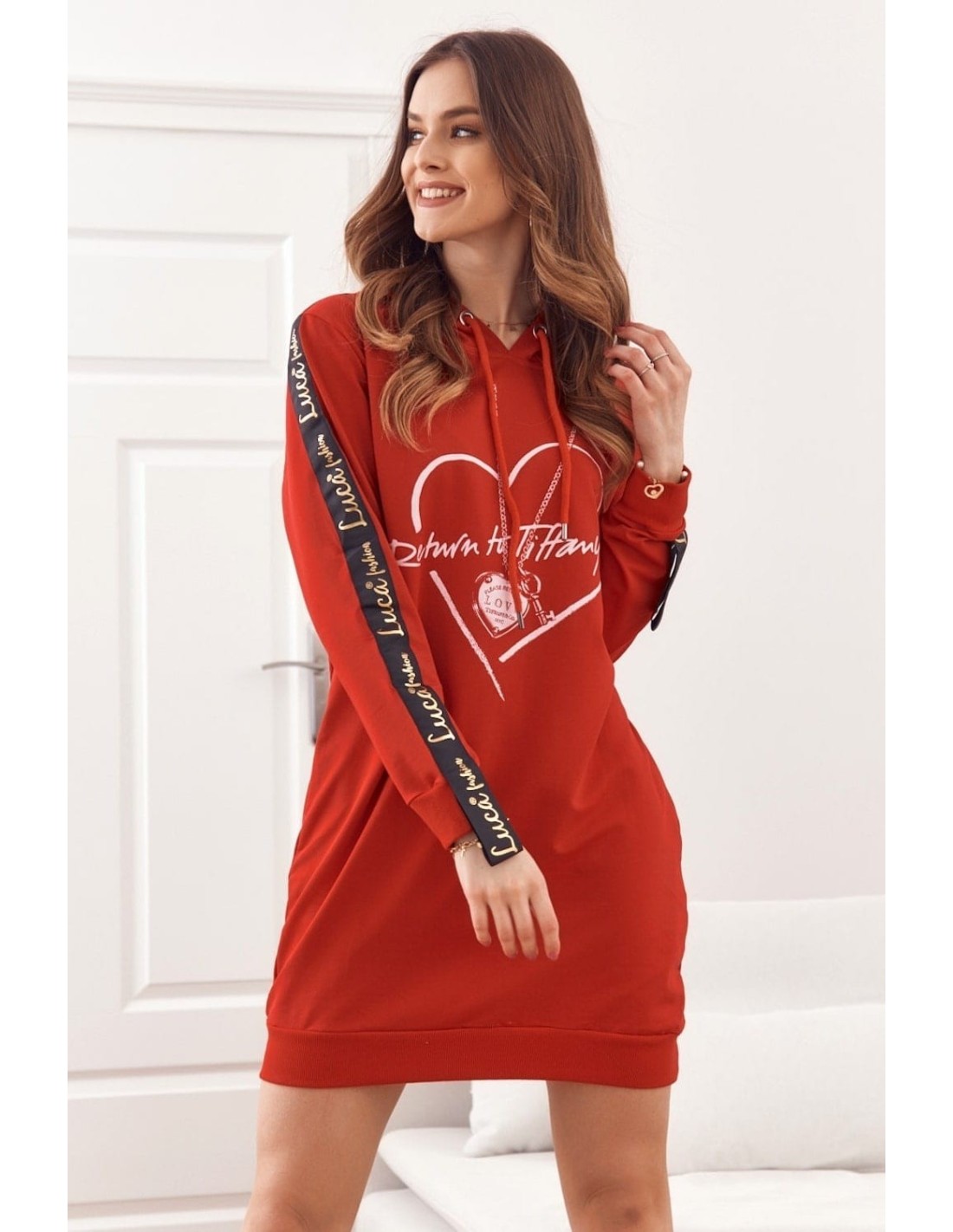 Sports tunic with hood, red 1023 - Online store - Boutique